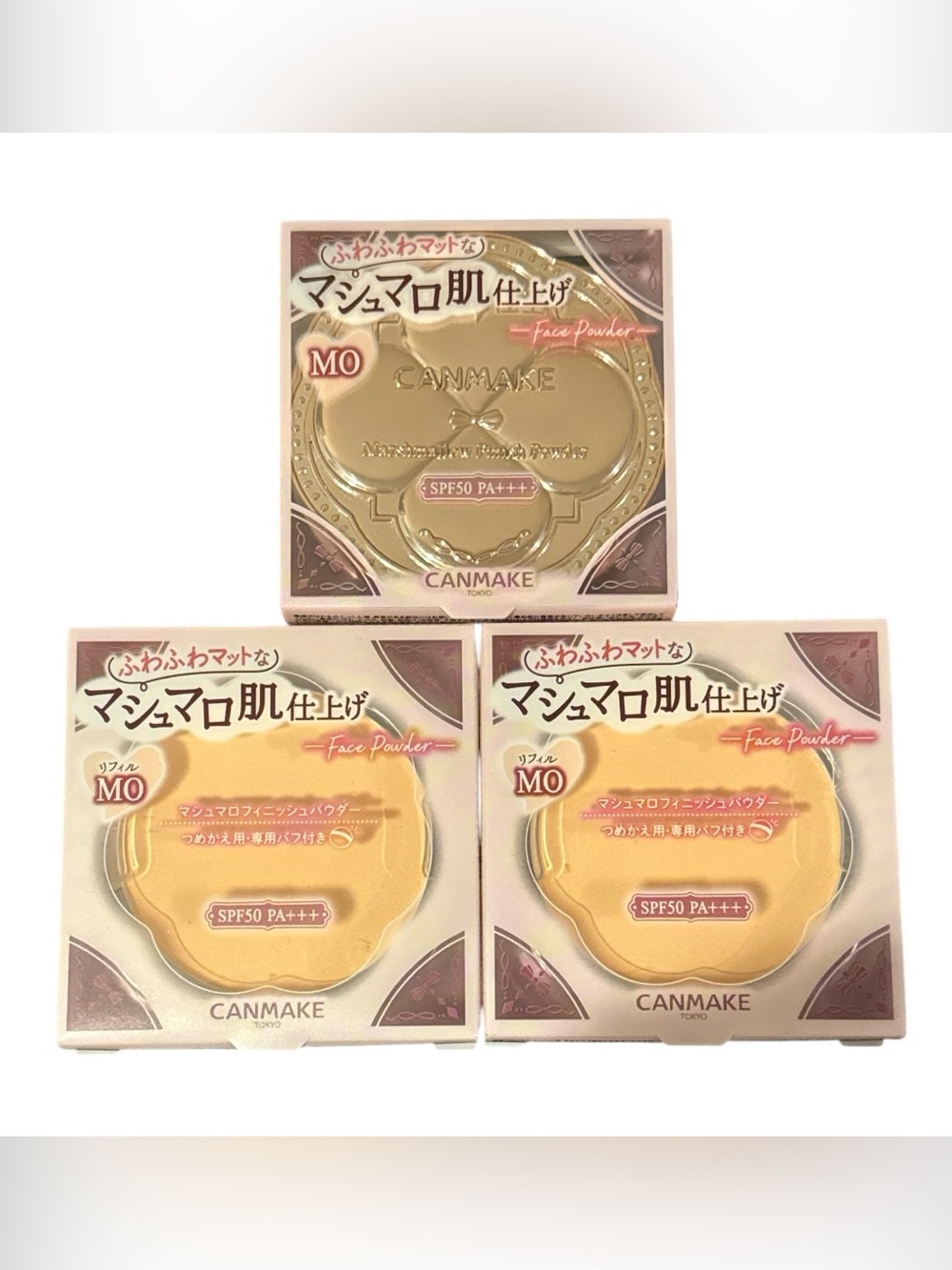 *Set of 3*
CANMAKE Marshmallow Finish Powder SPF50 PA+++ (MO) Matte Ochre